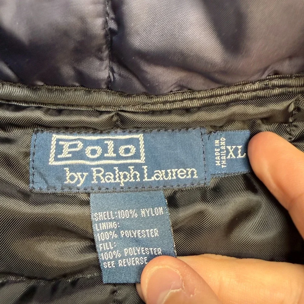 VTG Polo Ralph Lauren Jacket Mens XL Navy Blue Quilted Windbreaker Bomber 90s